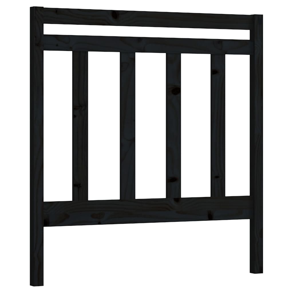 Bed Headboard | Black | Solid pine wood | Double | Decorative Inlays