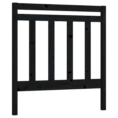 Bed Headboard | Black | Solid pine wood | Double | Decorative Inlays