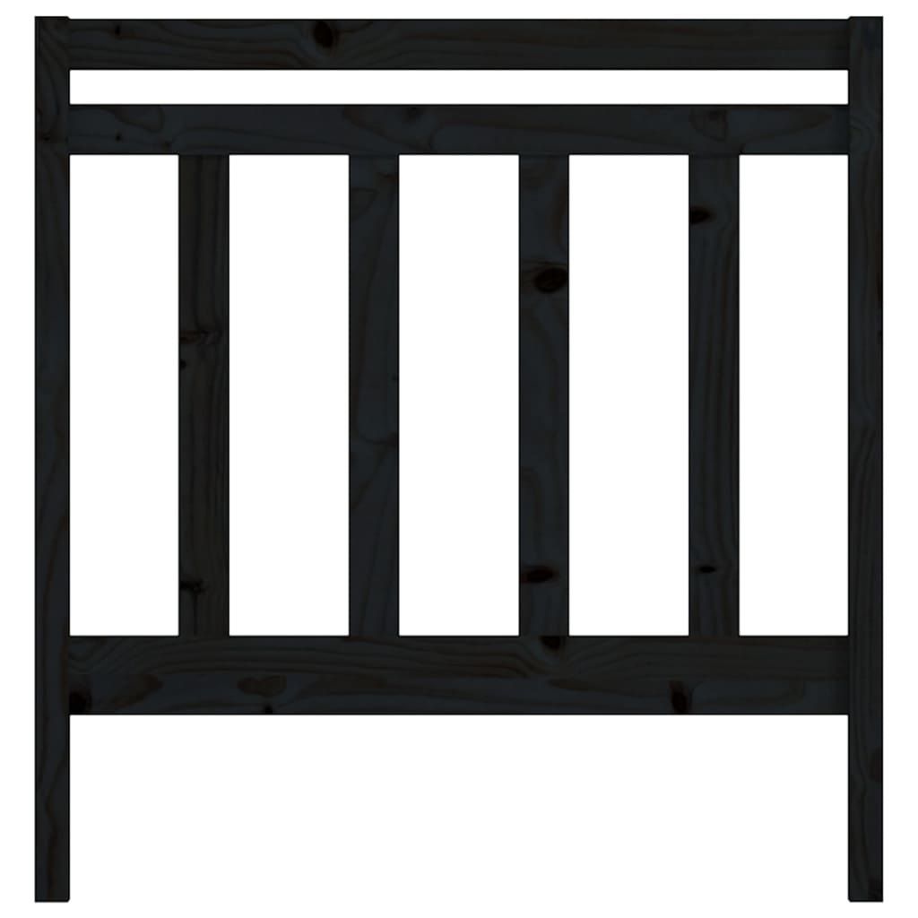 Bed Headboard | Black | Solid pine wood | Double | Decorative Inlays