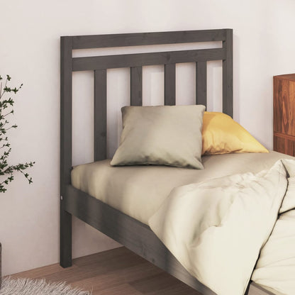 Bed Headboard | Grey | Solid pine wood | 106x4x100 cm | Decorative Inlays