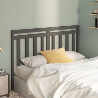 Bed Headboard | Grey | Solid Pine Wood | 126 cm width | Decorative Inlays