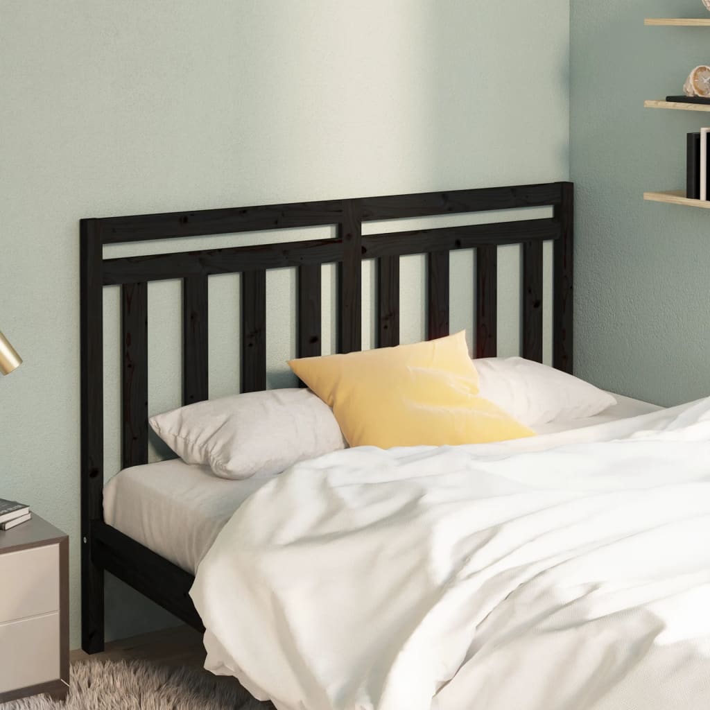 Bed Headboard | Black | Solid pine wood | 126 cm | Bed Headboard