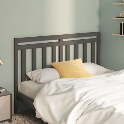 Bed Headboard | Grey | Solid pine wood | Double | Decorative Inlays
