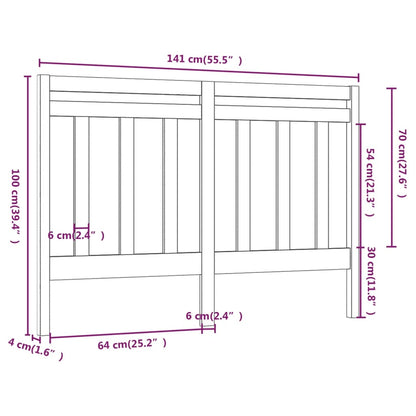 Bed Headboard | Honey brown | Solid pine wood | 141 cm x 4 cm x 100 cm