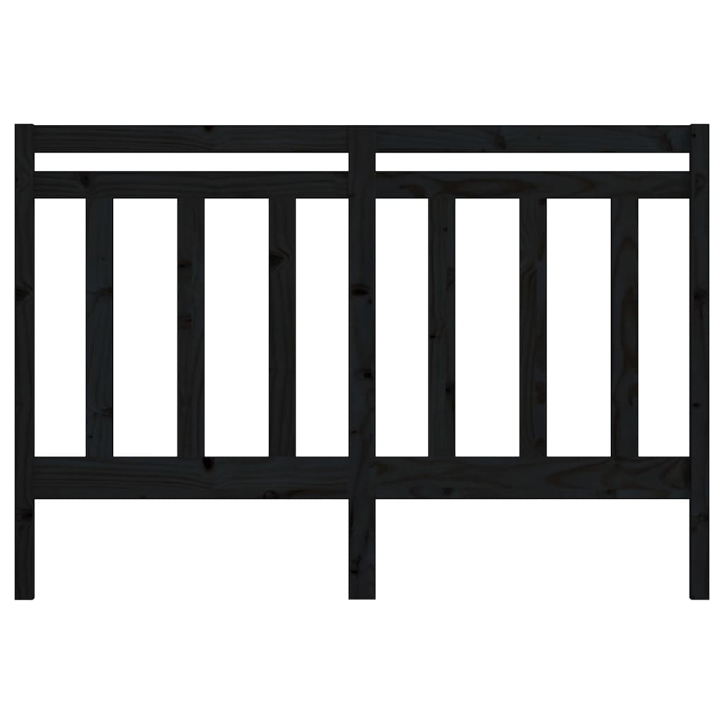 Bed Headboard | Black | Solid Pine Wood | Standard | Decorative Inlays