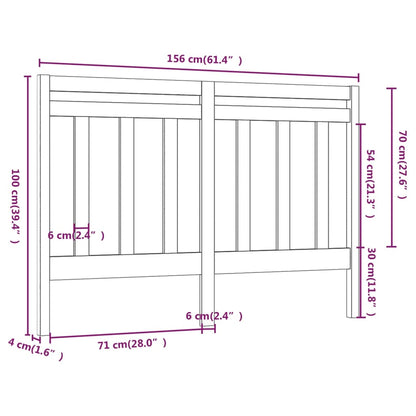 Bed Headboard | White | Solid Pine Wood | 156x4x100 cm | Appealing Design