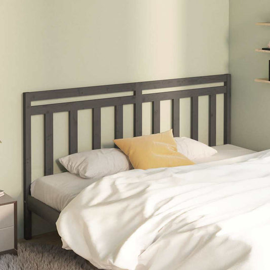 Bed Headboard Grey 186x4x100 cm Solid Wood Pine
