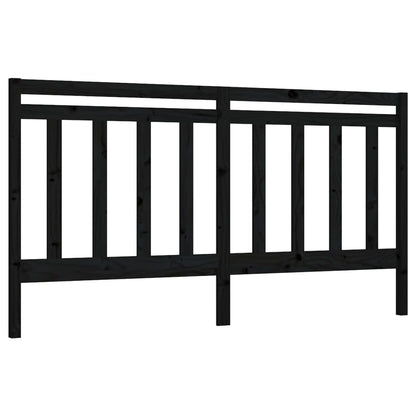 Bed Headboard | Black | Solid Pine Wood | Decorative Inlays