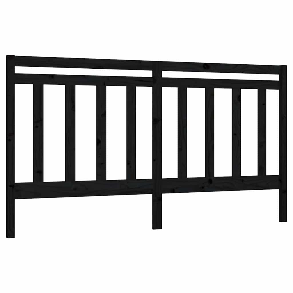 Bed Headboard | Black | Solid Pine Wood | 206 x 4 x 100 cm | Durable