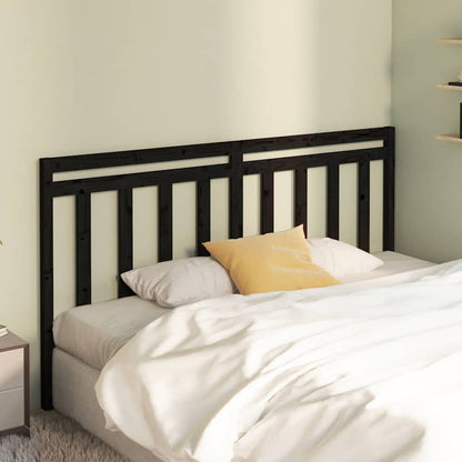 Bed Headboard | Black | Solid Pine Wood | 206 x 4 x 100 cm | Durable