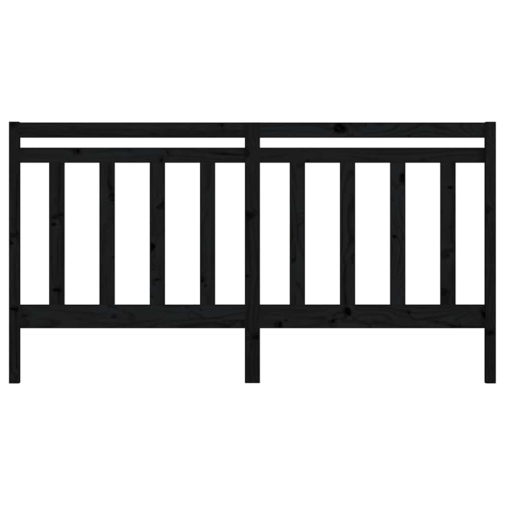 Bed Headboard | Black | Solid Pine Wood | 206 x 4 x 100 cm | Durable