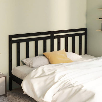 Bed Headboard | Black | Solid Pine Wood | 206 x 4 x 100 cm | Durable
