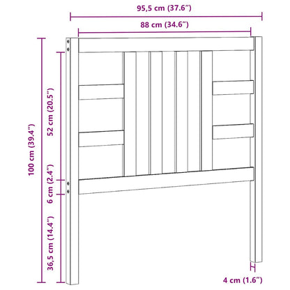 Bed Headboard | Honey brown | Solid pinewood | 96x4x100 cm | Tough