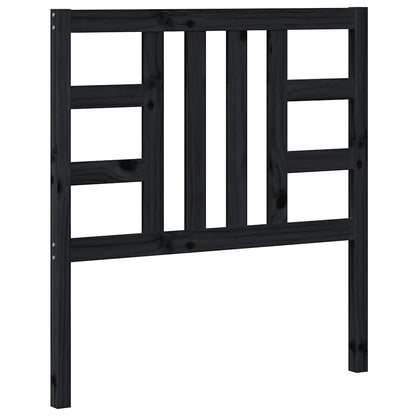 Bed Headboard | Black | Solid Pine Wood | Medium |  Decorative Inlays