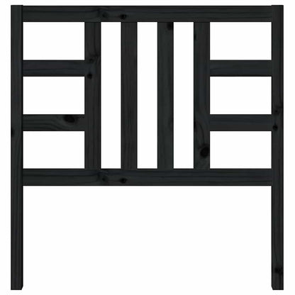 Bed Headboard | Black | Solid Pine Wood | Medium |  Decorative Inlays