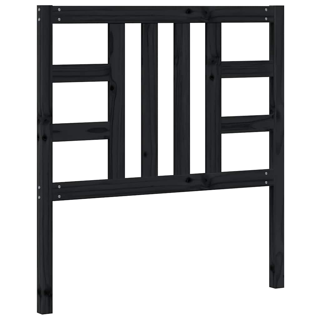 Bed Headboard | Black | Solid Pine Wood | Medium |  Decorative Inlays
