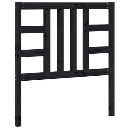 Bed Headboard | Black | Solid Pine Wood | Medium |  Decorative Inlays