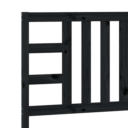 Bed Headboard | Black | Solid Pine Wood | Medium |  Decorative Inlays