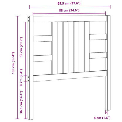 Bed Headboard | Black | Solid Pine Wood | Medium |  Decorative Inlays