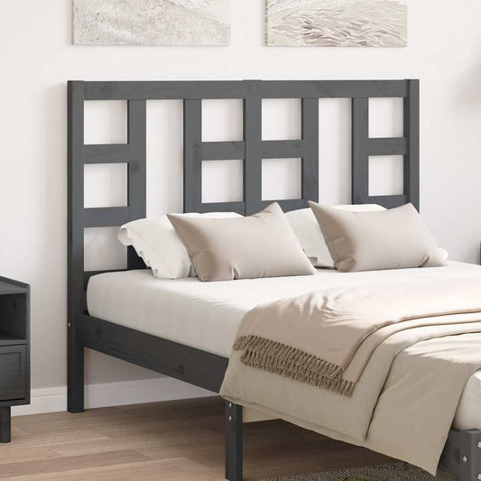 Bed Headboard | Grey | Solid pine wood | 126x4x100 cm | Durable