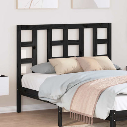 Bed Headboard Black 126x4x100 cm Solid Wood Pine