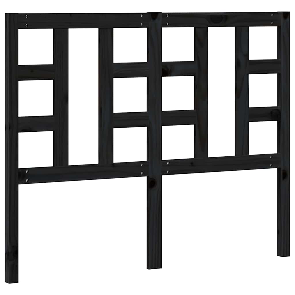 Bed Headboard Black 126x4x100 cm Solid Wood Pine