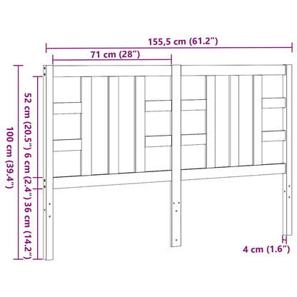 Bed Headboard Grey 146x4x100 cm Solid Wood Pine