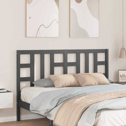 Bed Headboard Grey 146x4x100 cm Solid Wood Pine