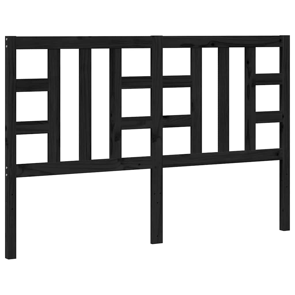 Bed Headboard Black 146x4x100 cm Solid Wood Pine