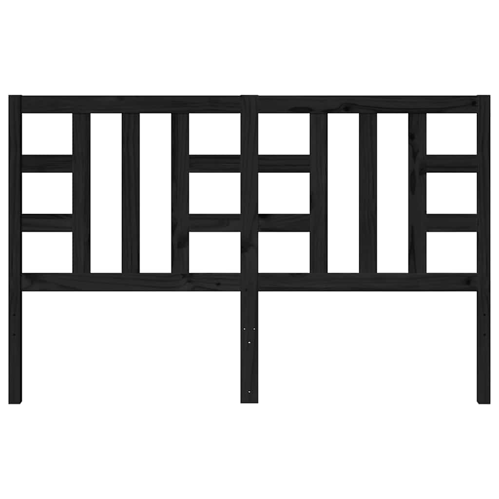 Bed Headboard Black 146x4x100 cm Solid Wood Pine