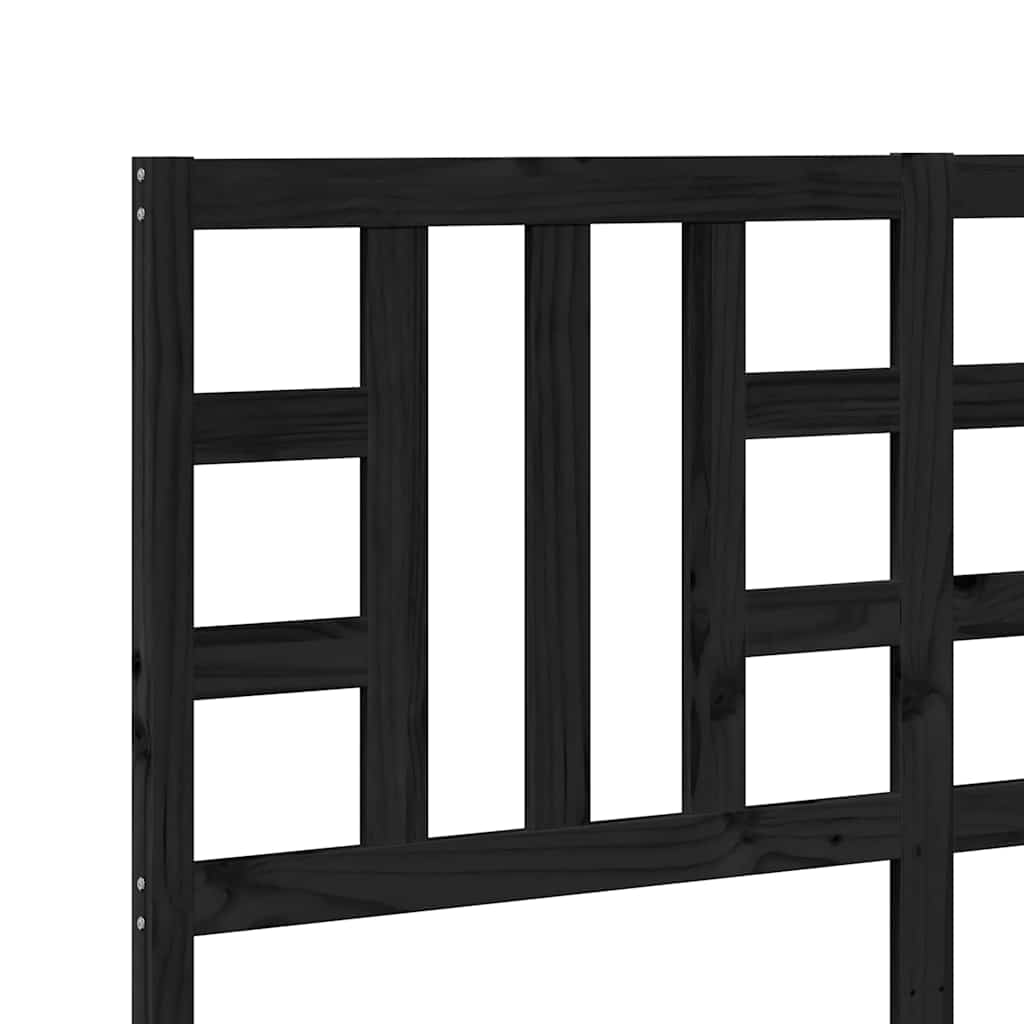 Bed Headboard Black 146x4x100 cm Solid Wood Pine