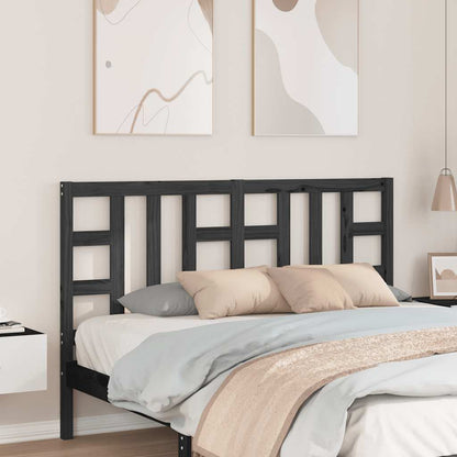Bed Headboard Black 146x4x100 cm Solid Wood Pine