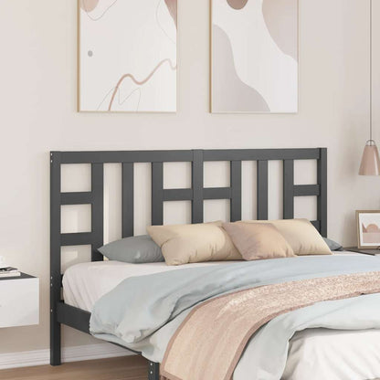Bed Headboard Grey 166x4x100 cm Solid Wood Pine