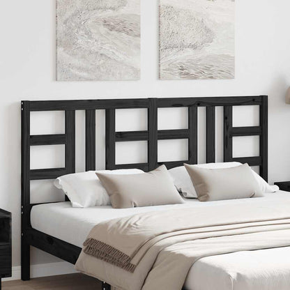 Bed Headboard Black 166x4x100 cm Solid Wood Pine