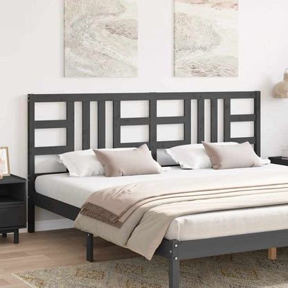 Bed Headboard Grey 206x4x100 cm Solid Wood Pine