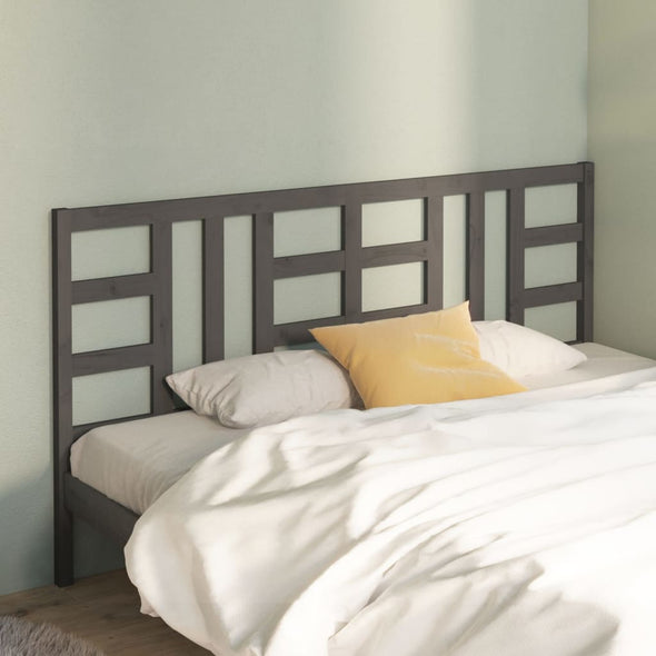 Bed Headboard Grey 206x4x100 cm Solid Wood Pine