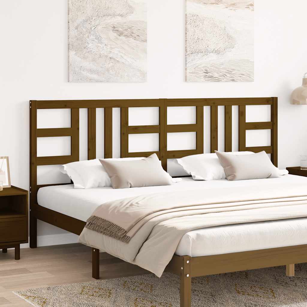 Bed Headboard Honey Brown 206x4x100 cm Solid Wood Pine