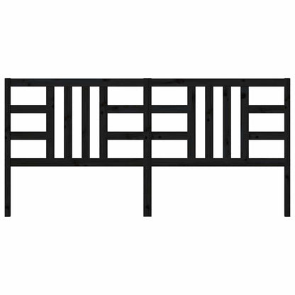 Bed Headboard Black 206x4x100 cm Solid Wood Pine