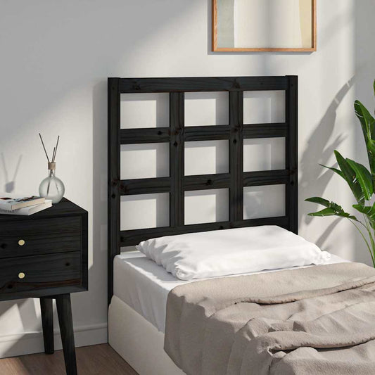 Bed Headboard | Black | Solid Pine Wood | Standard |  Durable