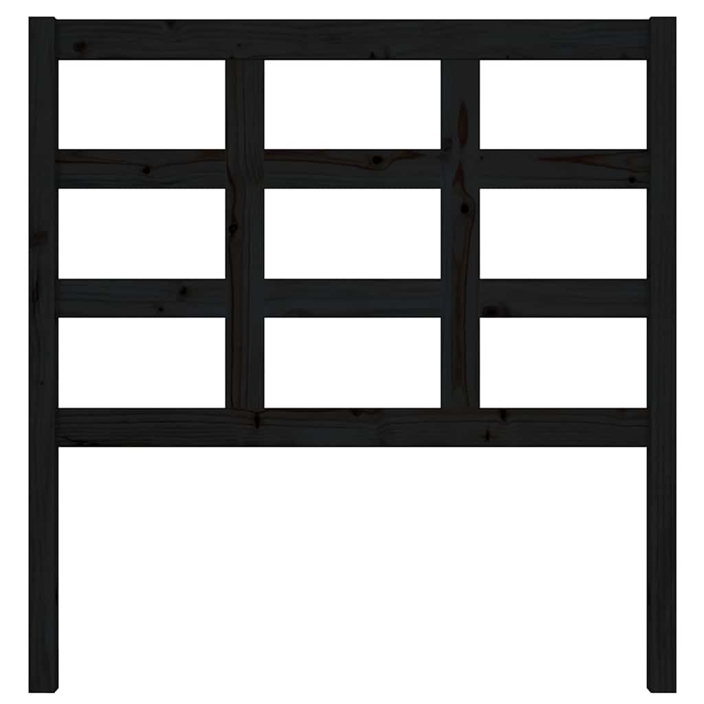 Bed Headboard | Black | Solid pine wood | 95.5x4x100 cm |  Durable