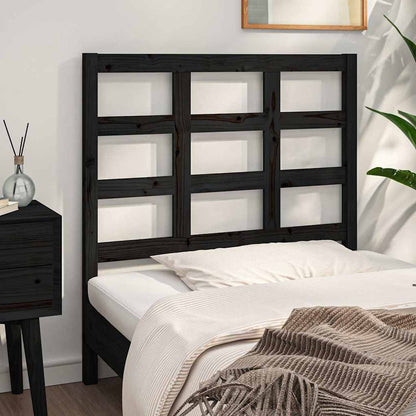 Bed Headboard | Black | Solid pine wood | 95.5x4x100 cm |  Durable