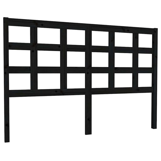 Bed Headboard | Black | Solid pine wood | Standard |  Decorative Inlays