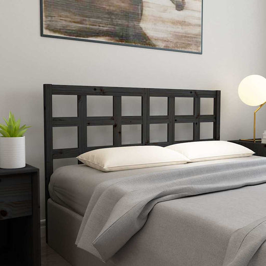 Bed Headboard | Black | Solid pine wood | Standard |  Decorative Inlays