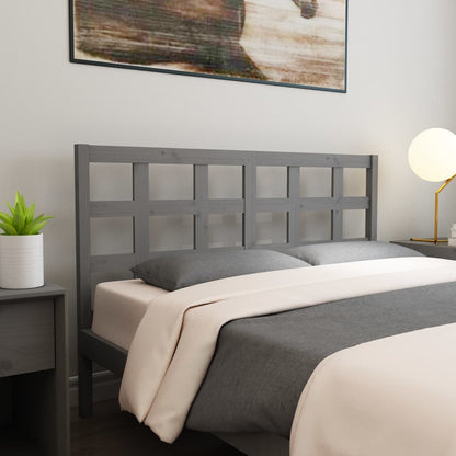 Bed Headboard Grey 156x4x100 cm Solid Wood Pine
