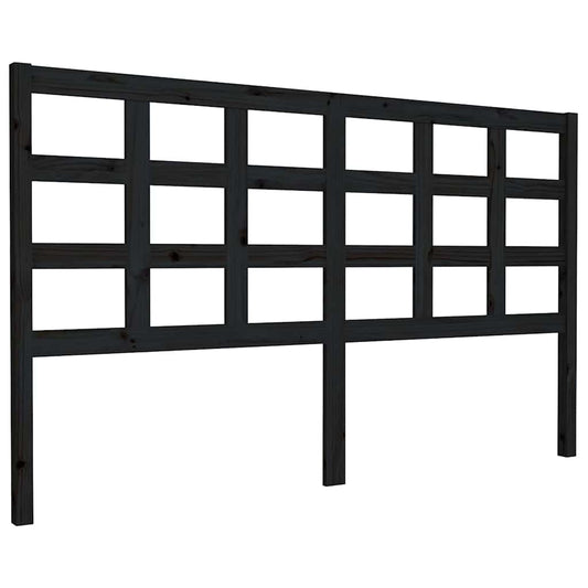 Bed Headboard | Black | Solid pine wood | 165.5 cm x 4 cm x 100 cm