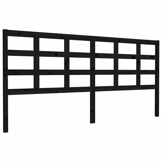Bed Headboard | Black | Solid Pine Wood | 205 cm wide, 100 cm tall