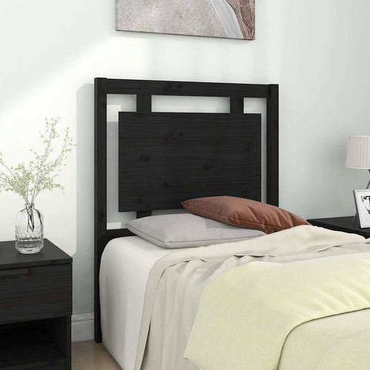 Bed Headboard | Black | Solid pine wood | 80.5 x 4 x 100 cm