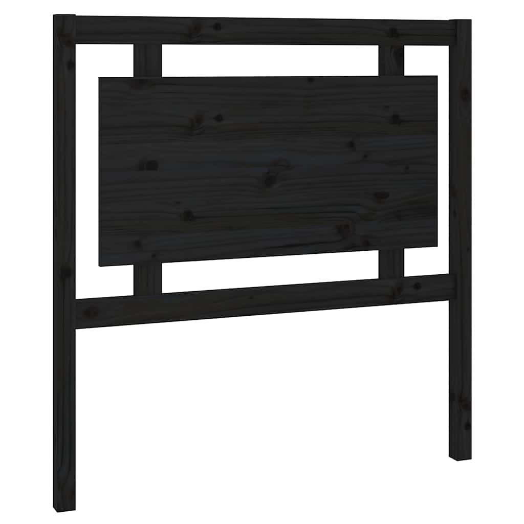 Bed Headboard | Black | Solid Pine Wood | Standard | Decorative Inlays