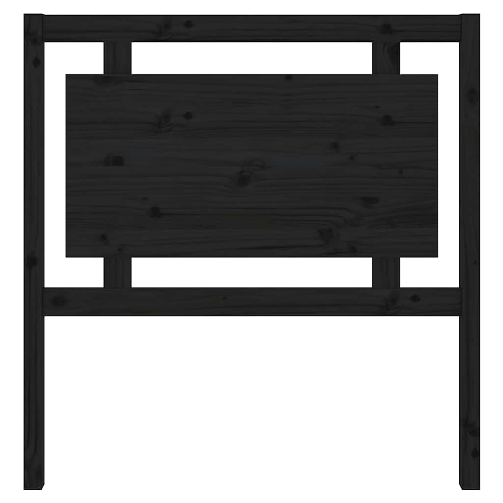 Bed Headboard | Black | Solid Pine Wood | Standard | Decorative Inlays