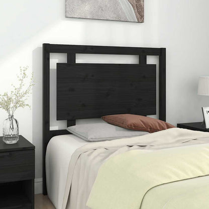 Bed Headboard | Black | Solid Pine Wood | Standard | Decorative Inlays